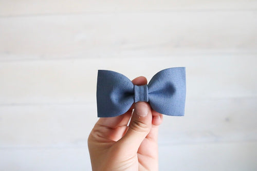 Deep Blue Linen Bow Tie