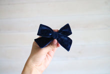 Navy Blue Velvet Bow