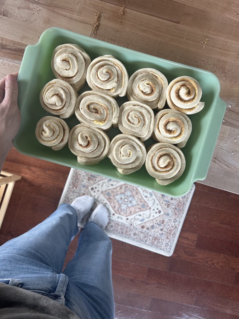 Fluffy Sourdough Cinnamon Rolls (with cream cheese frosting)